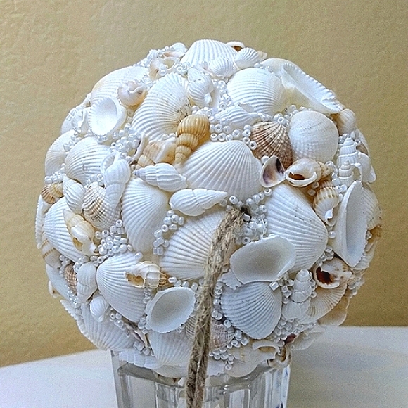 NWT 5" Hanging Glass Bead/Seashell Ball - Picture 7 of 10
